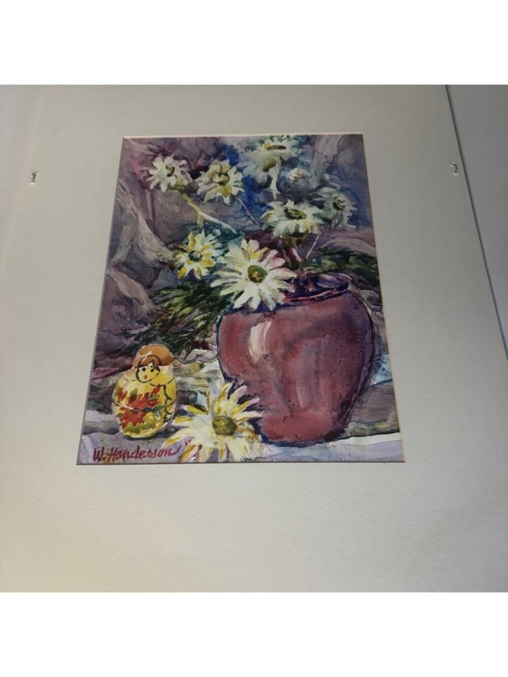 Watercolor Floral Untitled by Artist W. Henderson